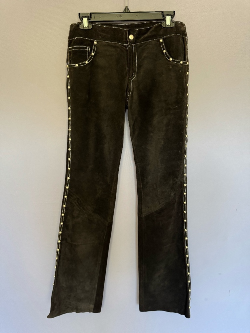 Mambo Vintage Black Suede Studded Bootcut Pants — Size S, Made in USA